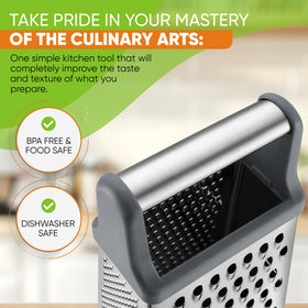 Spring Chef Professional grater shown with dishwasher safe design for easy cleanup