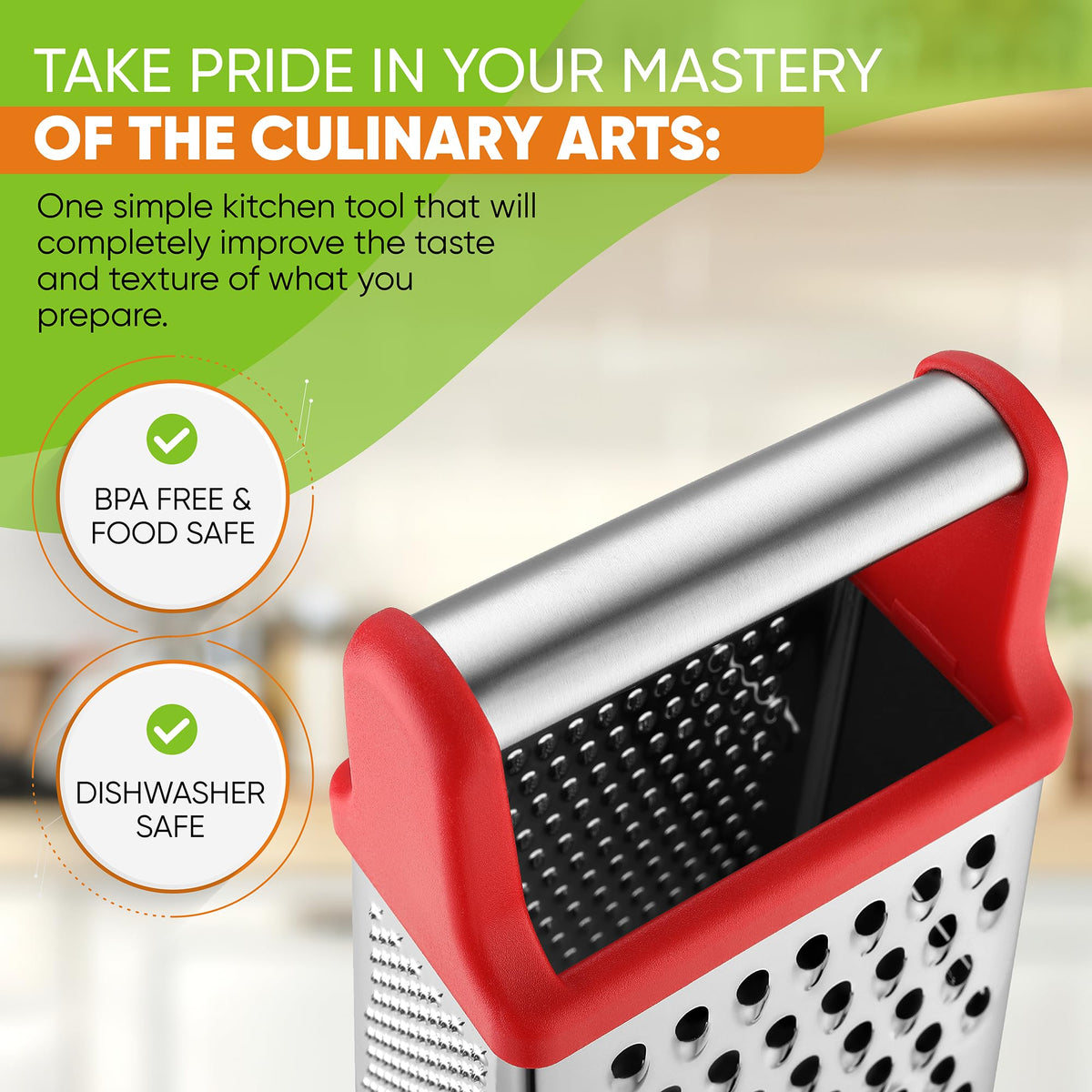 Spring Chef grater fine zester for citrus zest and delicate toppings.