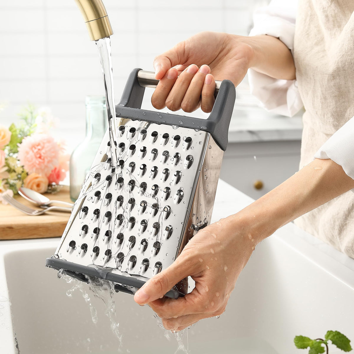 Spring Chef Professional grater held in hand showing ergonomic handle