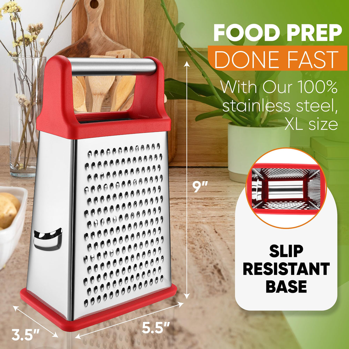 Spring Chef grater medium grate for shredded carrot and potato.