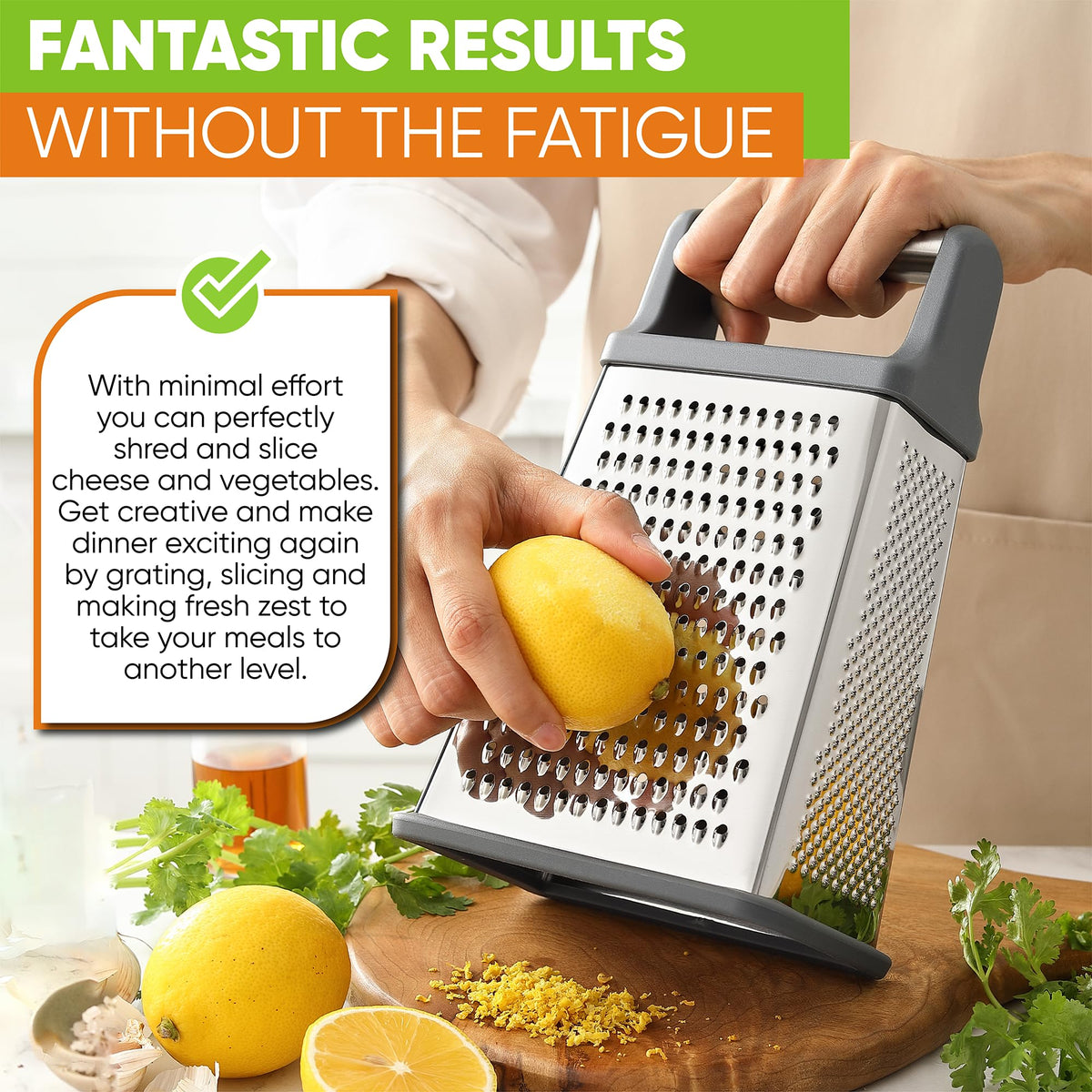 Spring Chef Professional grater on counter ready for potatoes and carrots