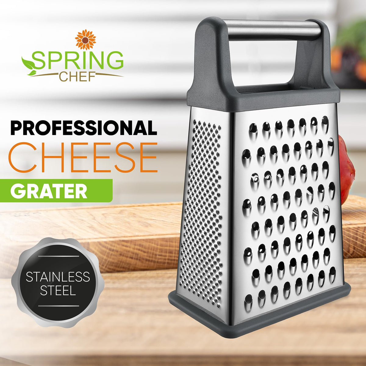 Spring Chef Professional grater XL size side view highlighting wide capacity