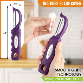 Spring Chef Swivel Peeler built-in blemish remover speeds prep on produce.