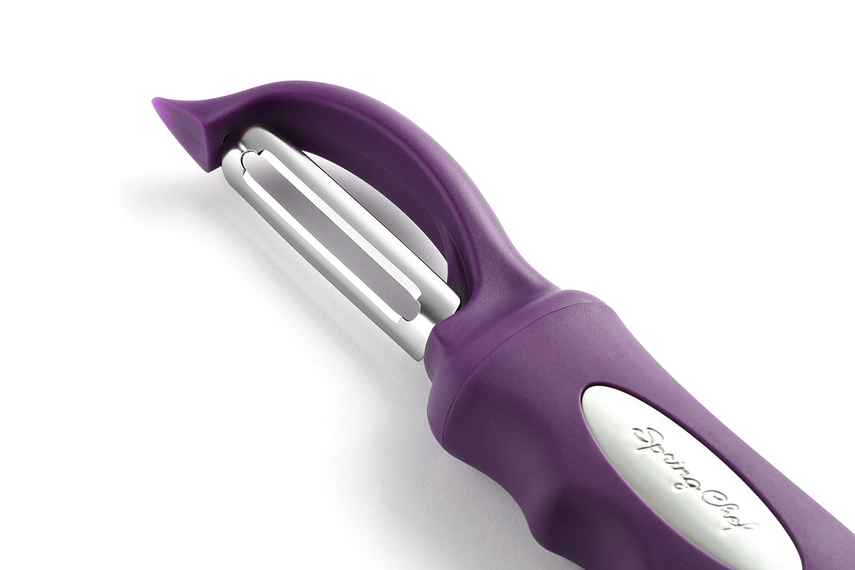 Spring Chef Peeler hanging hole for easy kitchen storage.