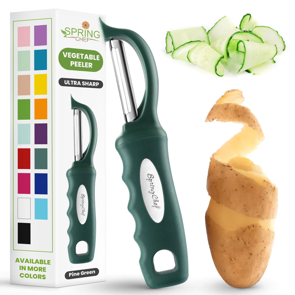 Spring Chef professional swivel peeler with narrow blade for precise peeling