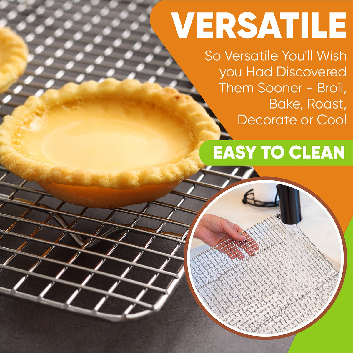 Spring Chef cooling rack on quarter sheet pan fits a small pan.