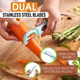 Spring Chef soft grip handle offers comfortable control for both hands.