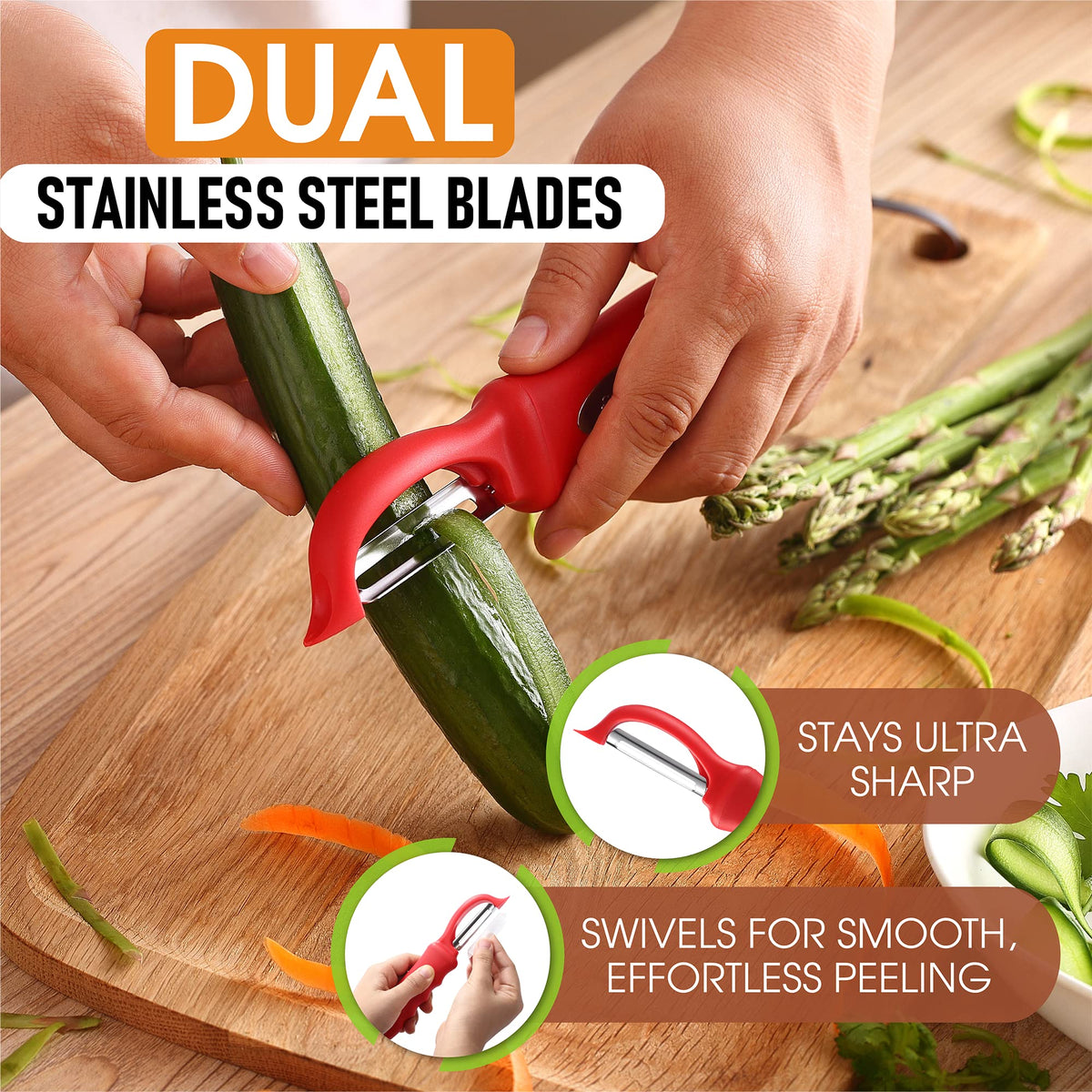 Spring Chef soft grip handle peeler designed for comfortable, effortless use.
