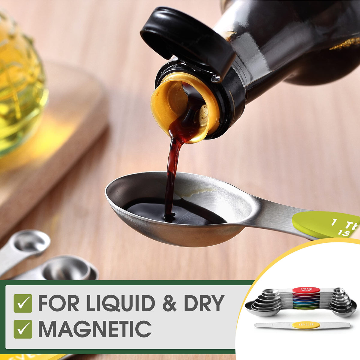 Spring Chef spoons with levelers ensure precise measurements