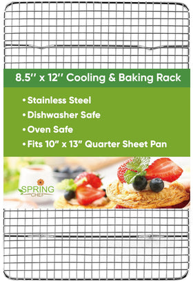 Spring Chef stainless steel cooling rack top view with even air flow for crisp results.