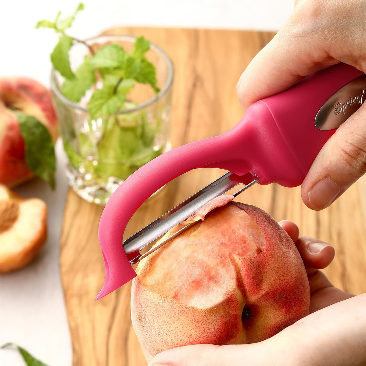 Spring Chef peeler is dishwasher-safe for easy post-use cleanup.