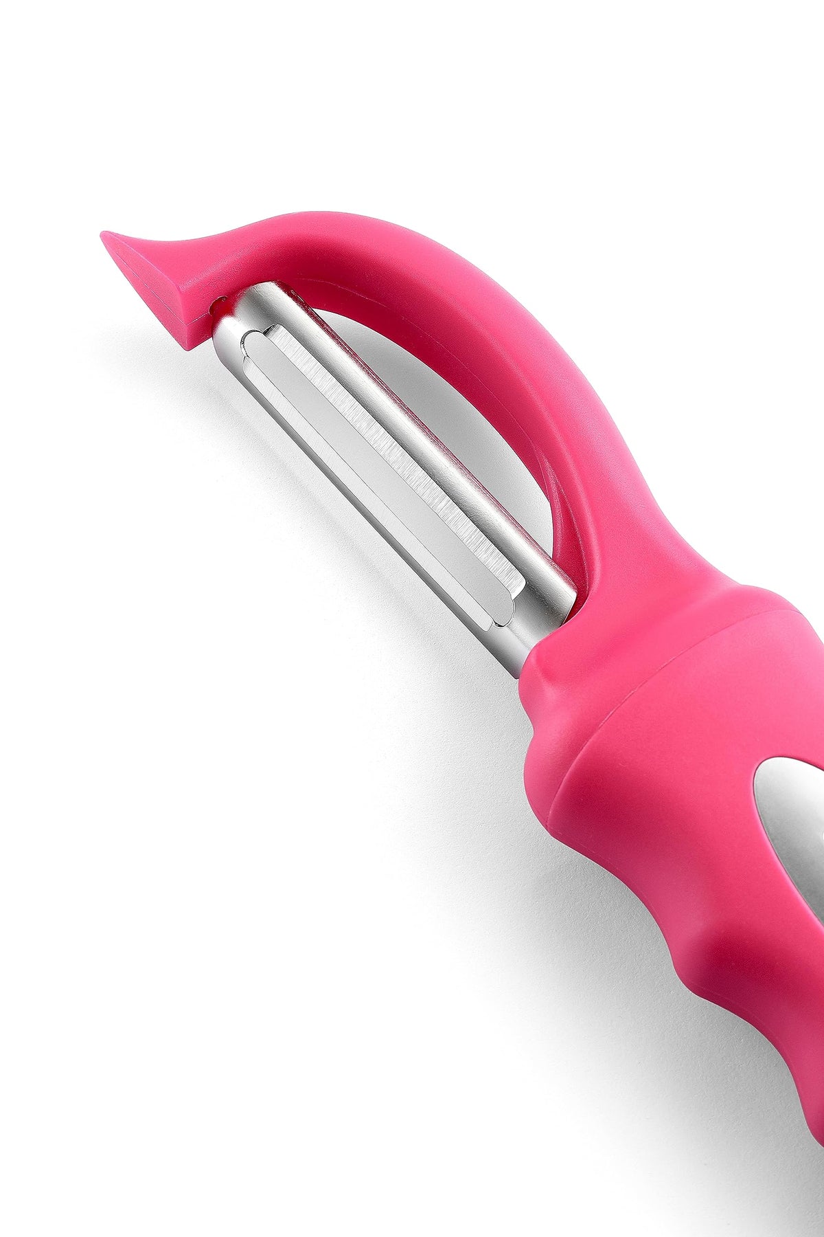 Spring Chef lightweight peeler glides across produce like cucumbers and carrots.