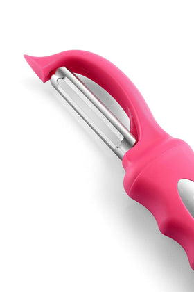 Spring Chef lightweight peeler glides across produce like cucumbers and carrots.
