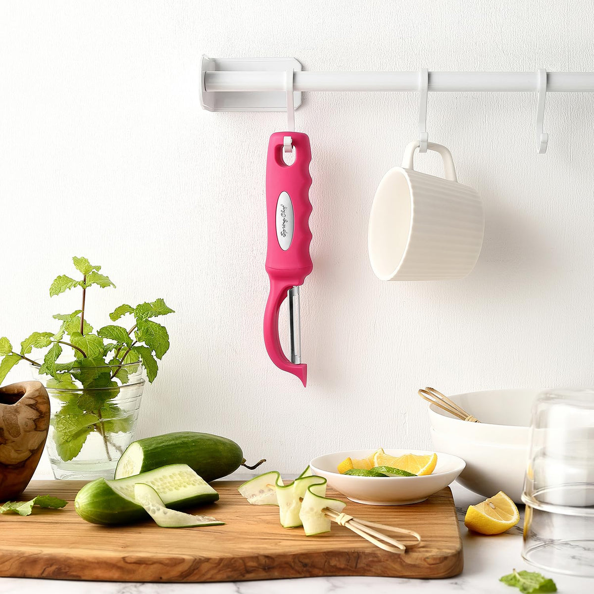 Spring Chef peeler blades are sharp for precise peeling with minimal waste.