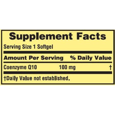 Spring Valley CoQ10 bottle label view for daily heart health support.