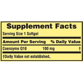 Spring Valley CoQ10 bottle label view for daily heart health support.