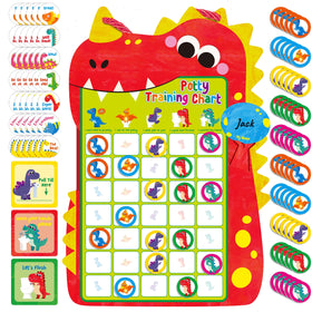 SpriteGru magnetic potty chart with dinosaurs to track progress and motivate toddlers.