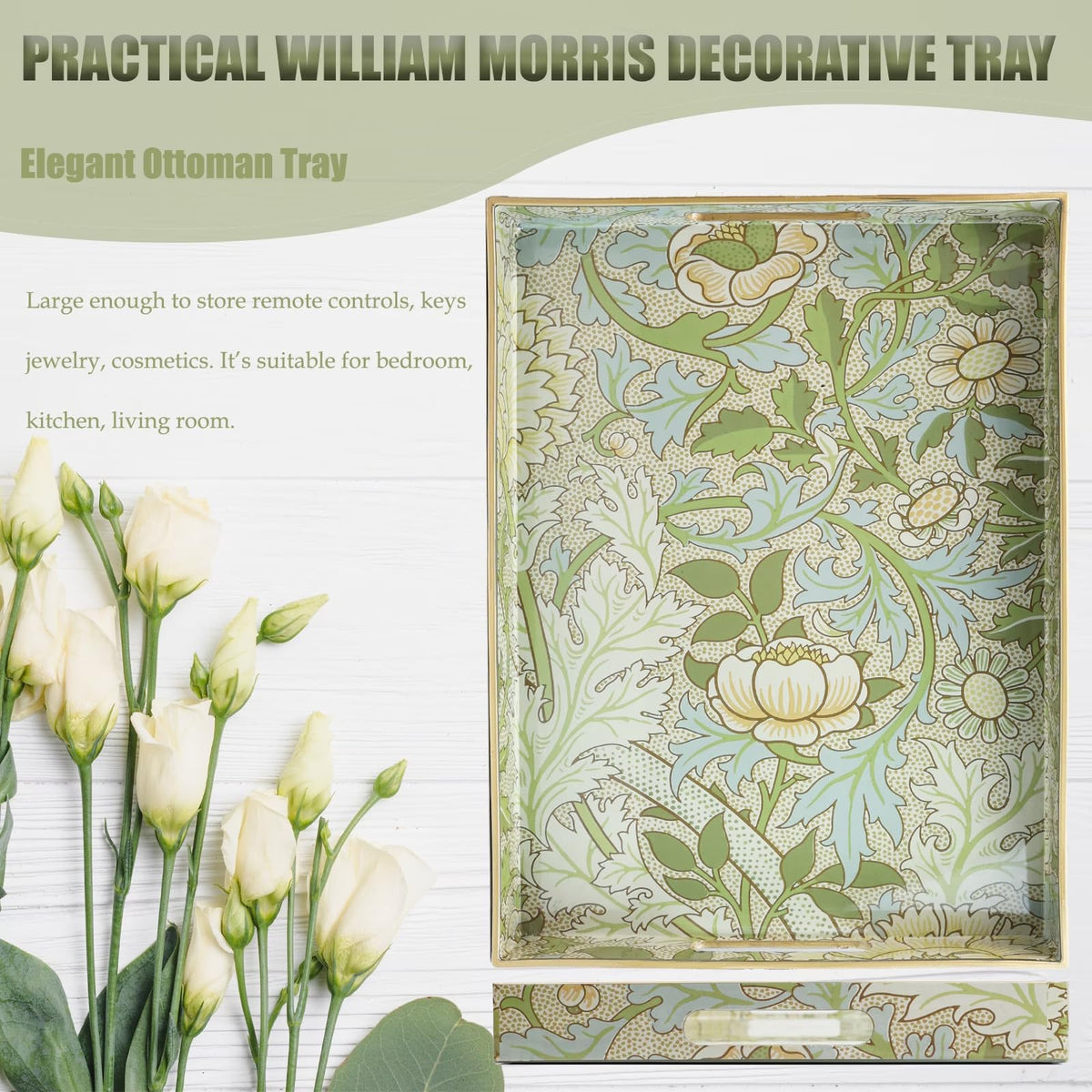Spsyrine Dianthus tray helps organize cosmetics and jewelry neatly.