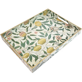 Spsyrine lemon serving tray with handles for easy serving on coffee tables.