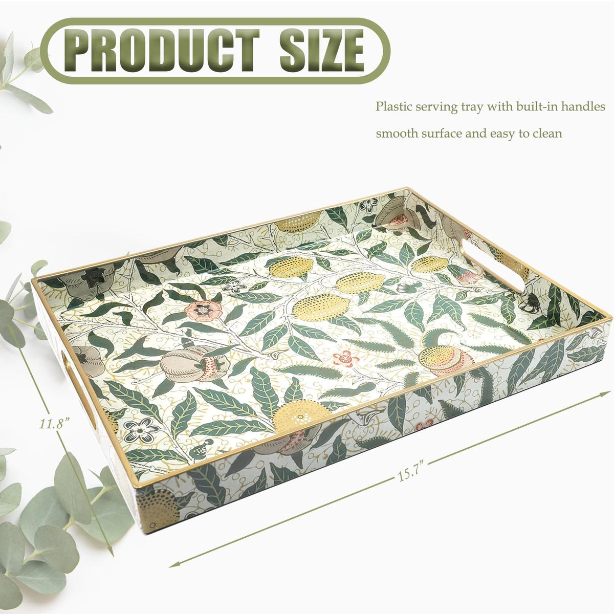 Spsyrine tray with handles is lightweight and easy to move between rooms.