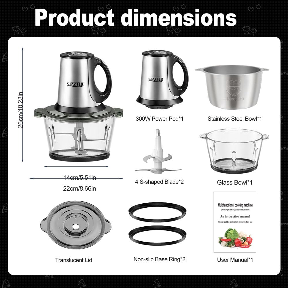 SPZTJK dual bowl design 8 cup stainless steel for separate meat prep