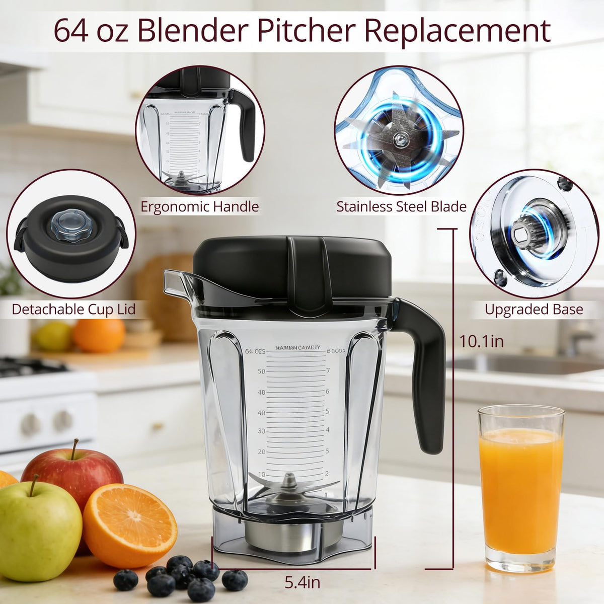 Sqalvox stainless steel blades pitcher ensure smooth blending and efficiency.