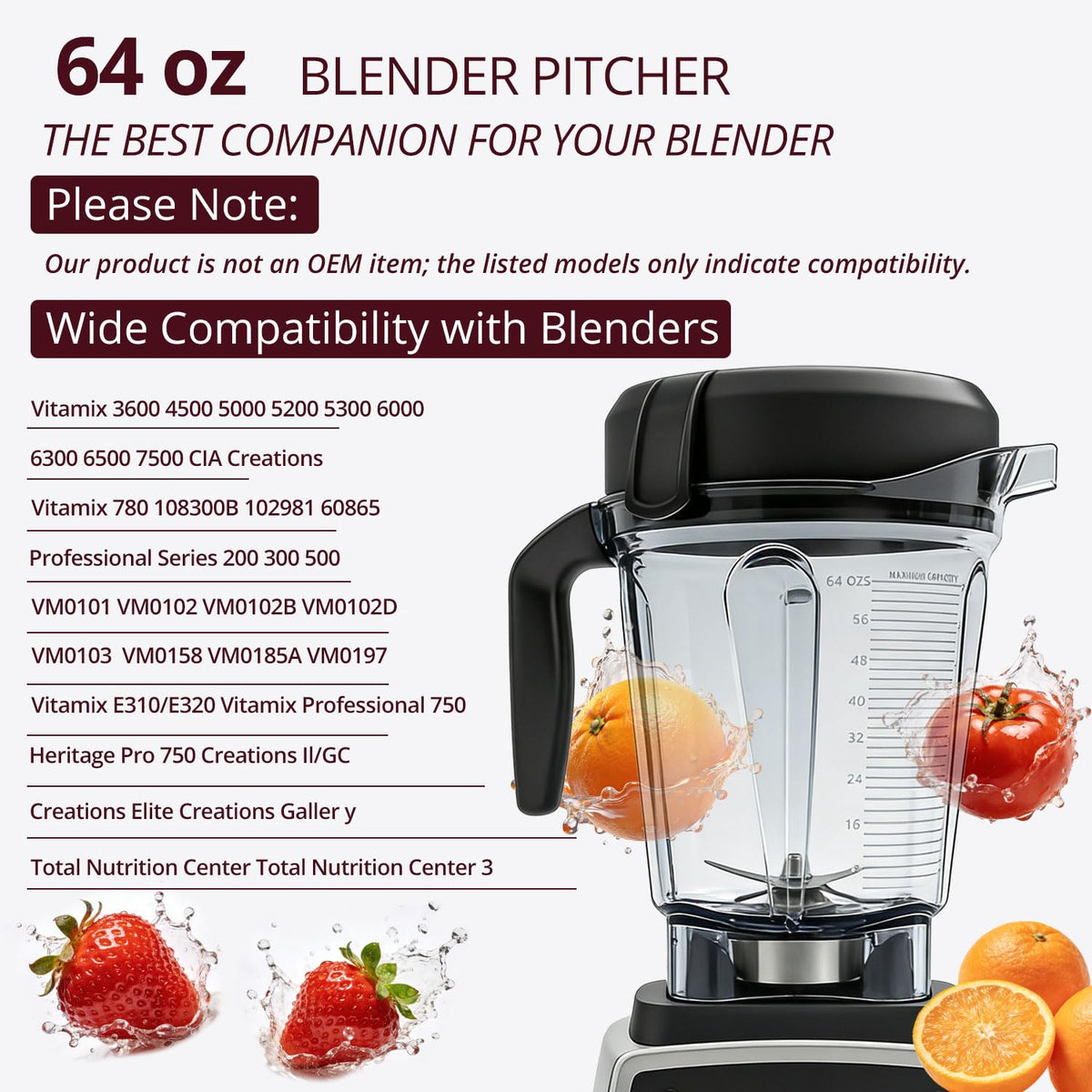 Sqalvox Vitamix-compatible pitcher VM0102-VM0103 for seamless replacement.