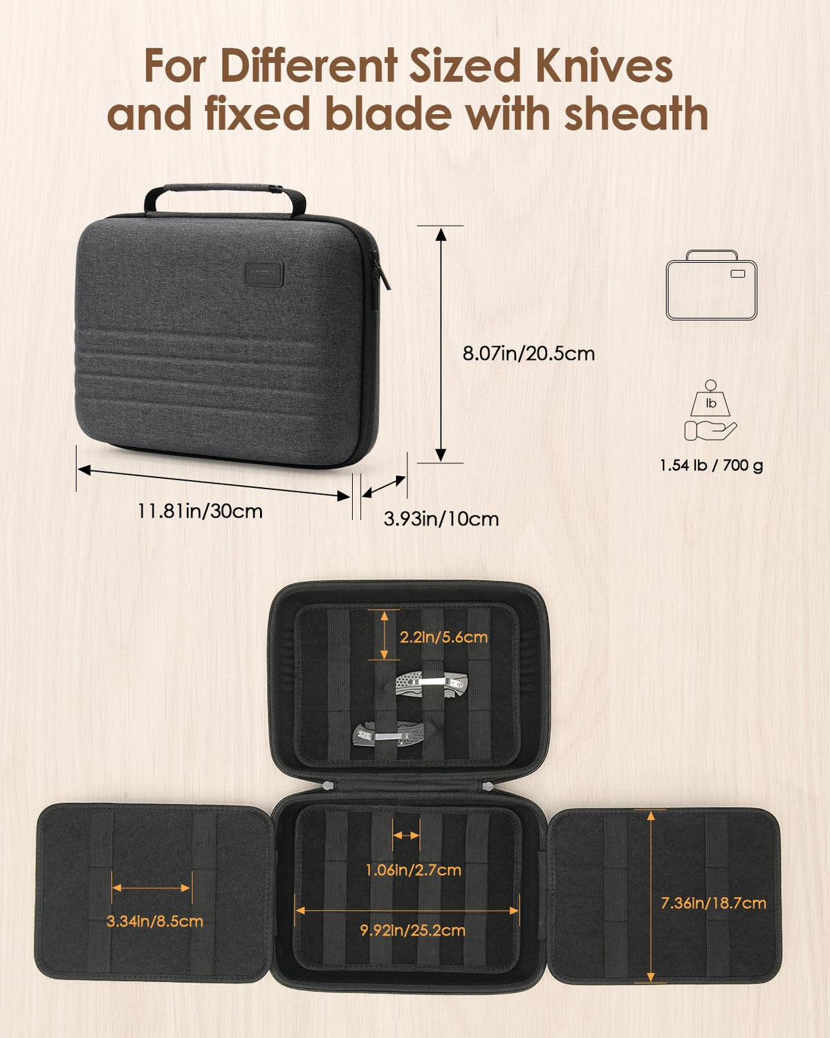 SQERO elastic straps secure blades of varying sizes for safe transport