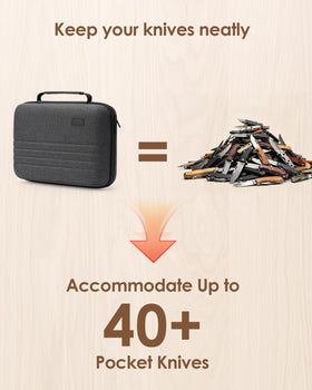 SQERO knife case interior compartments keep 40+ blades neatly organized