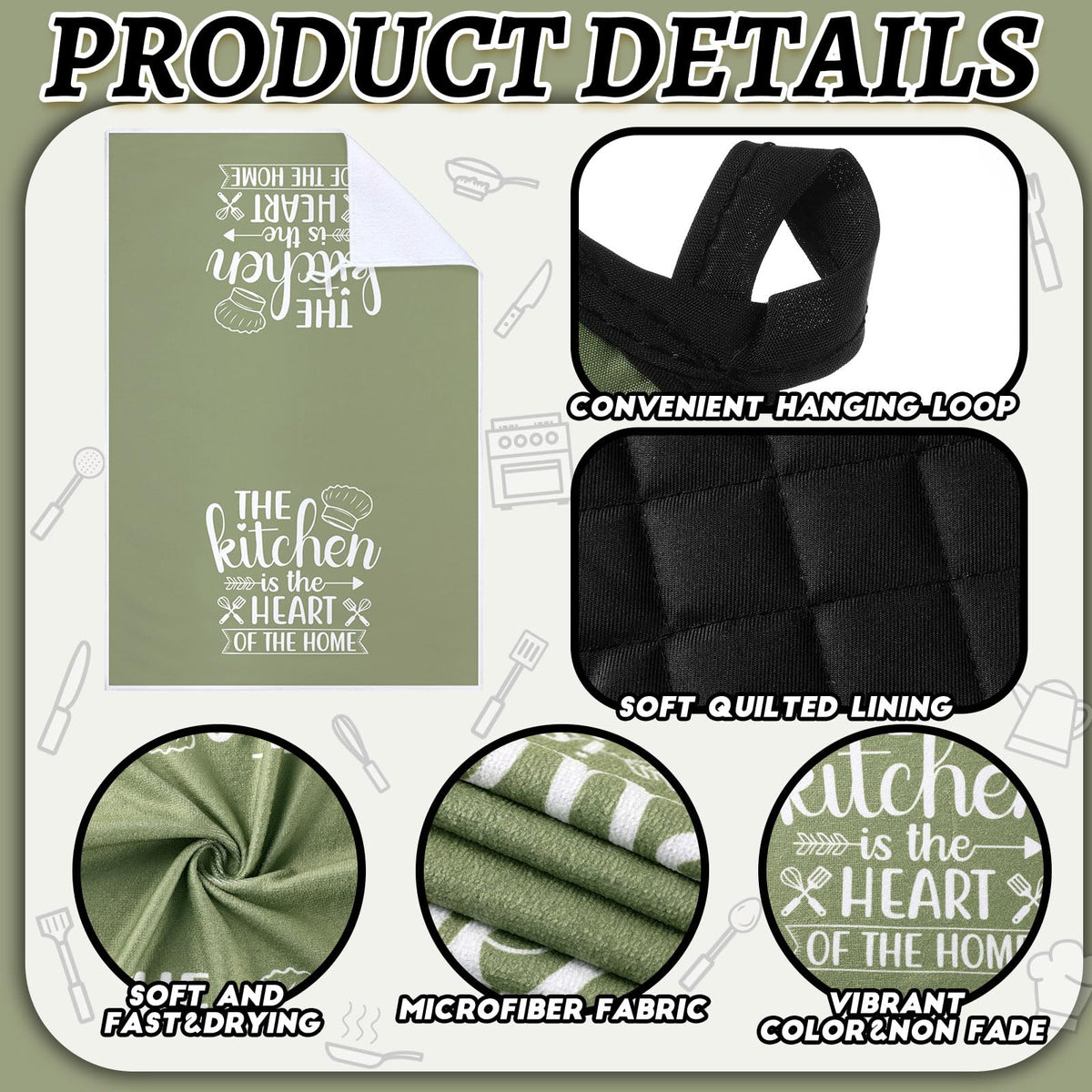 Sratte gift-ready kitchen accessories set in green for housewarmings or weddings