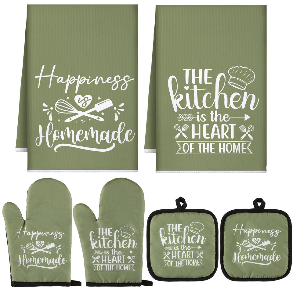 Sratte kitchen towels in green offering highly absorbent microfiber for quick spill cleanup