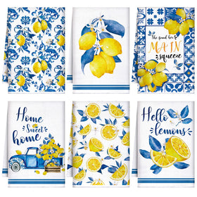 Sratte summer lemon kitchen towels with six-pack design for quick spill cleanup
