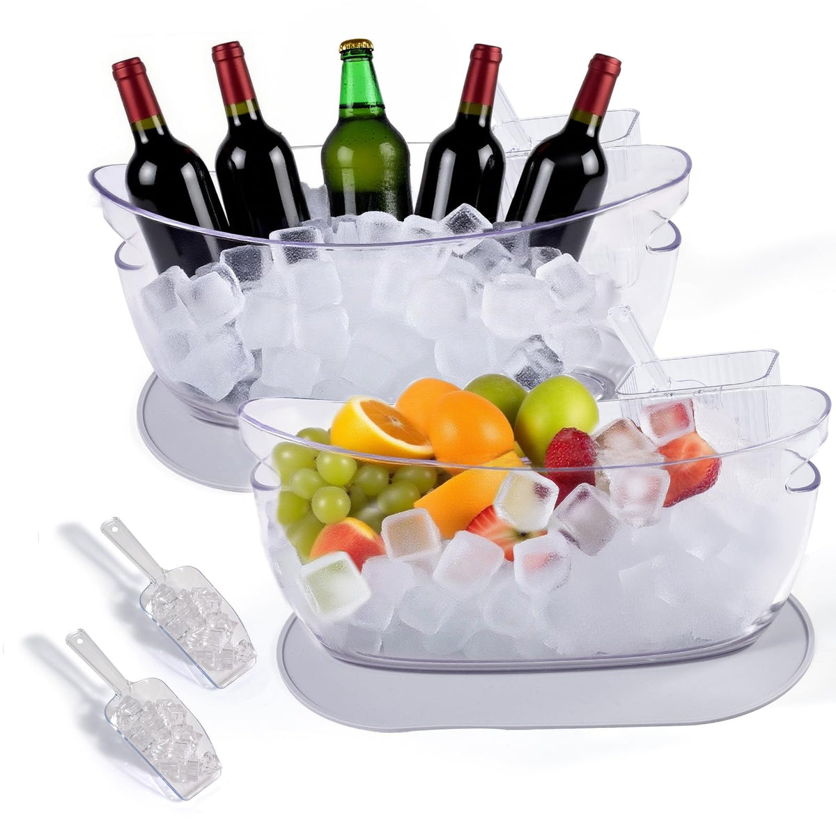 SRRUI ice bucket with condensation pad keeps your table dry while cooling beverages.