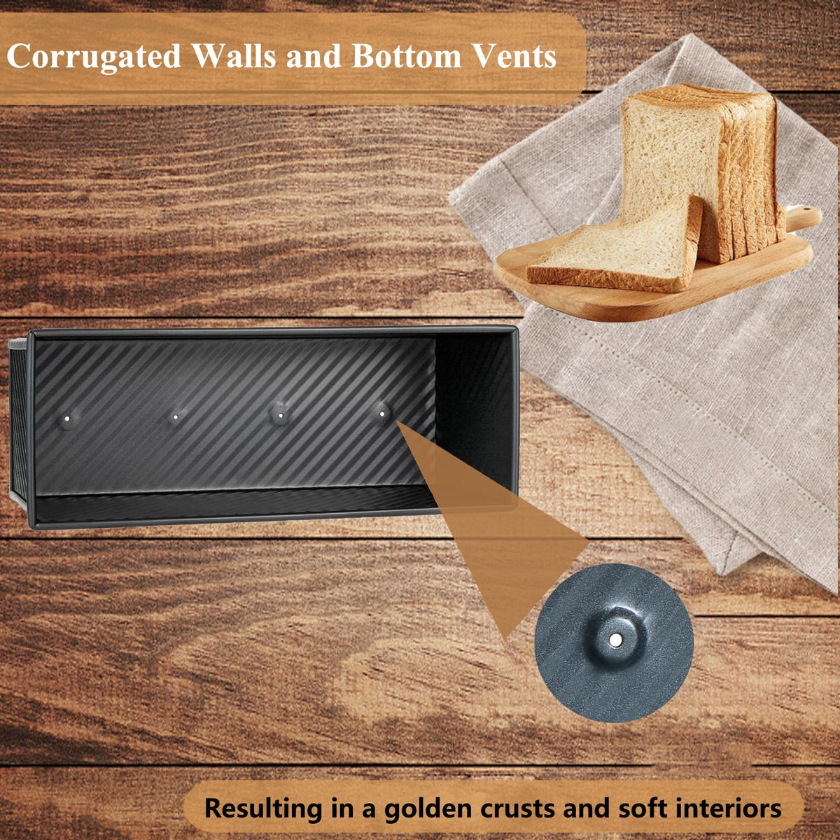 SS&CC loaf pan dimensions 13x4 inches fit standard loaves.