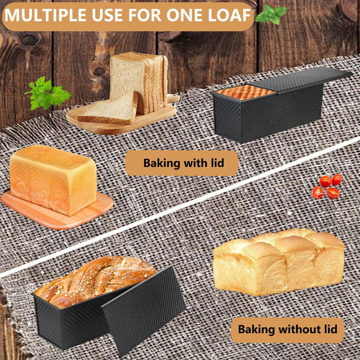 SS&CC loaf pan with steam vents supports crust development.