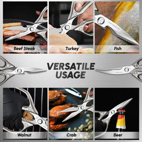 SSGP kitchen shears set bone-cutting capability handles tough cuts with precision.