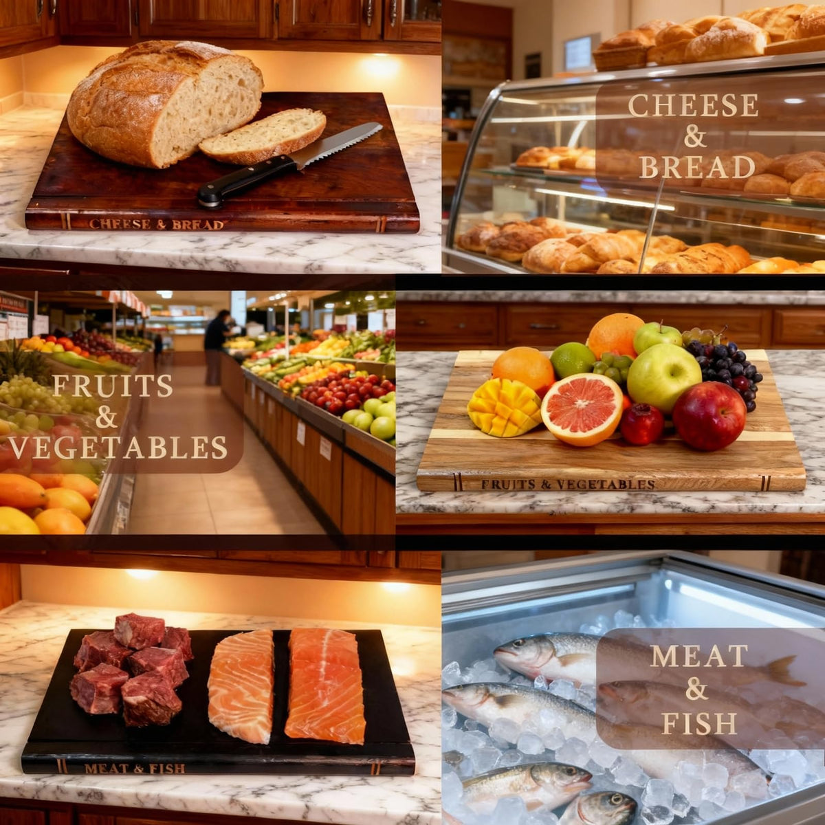 SSHIYEEY meat-vegetables-cheese boards in action keep meals organized and stylish.