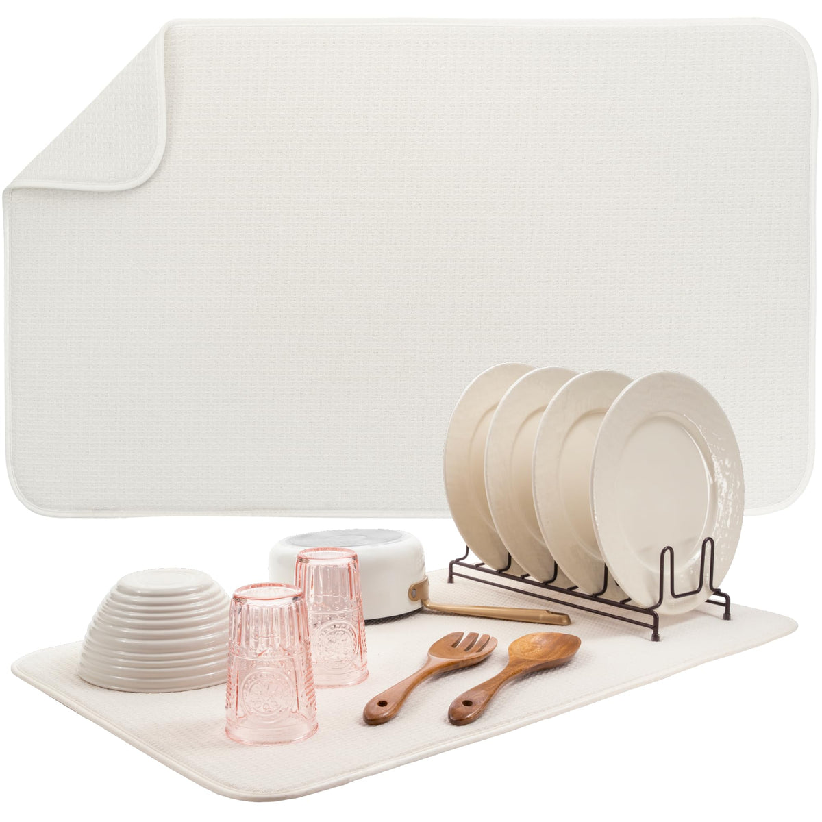 S&T INC dish drying mat with absorb-water focus protects countertops while drying dishes