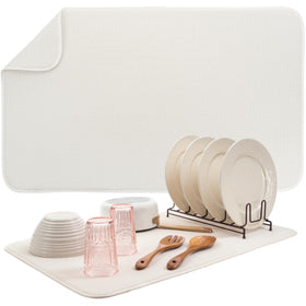 S&T INC dish drying mat with absorb-water focus protects countertops while drying dishes