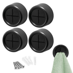 S&T INC round adhesive push towel hook in matte black for kitchen organization