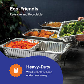 Stack Man disposable, recyclable pans reduce cleanup after events.