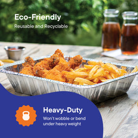Stack Man heavy-duty aluminum foil pan delivers durable performance.