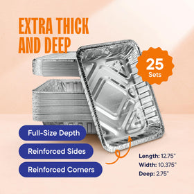 Stack Man heavy-duty aluminum pan with full curl rim for secure lid fit