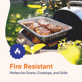 Stack Man oven, freezer, and steam-table safe pans for versatile use.
