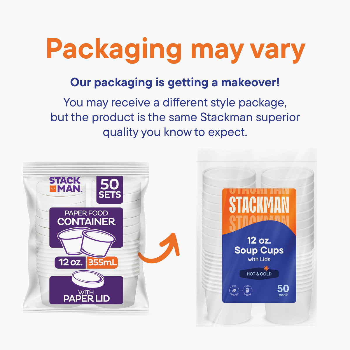 Stack Man to-go container ideal for ice cream, yogurt, or hot soups.