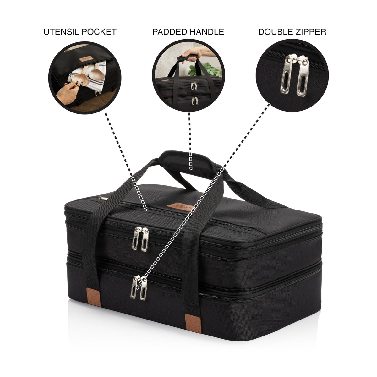 Stack Store Plus More insulated carrier exterior pocket for utensils and accessories