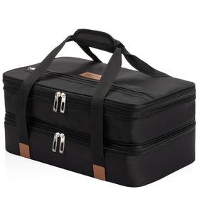 Stack Store Plus More insulated casserole carrier top compartment with expandable storage for large baking dishes