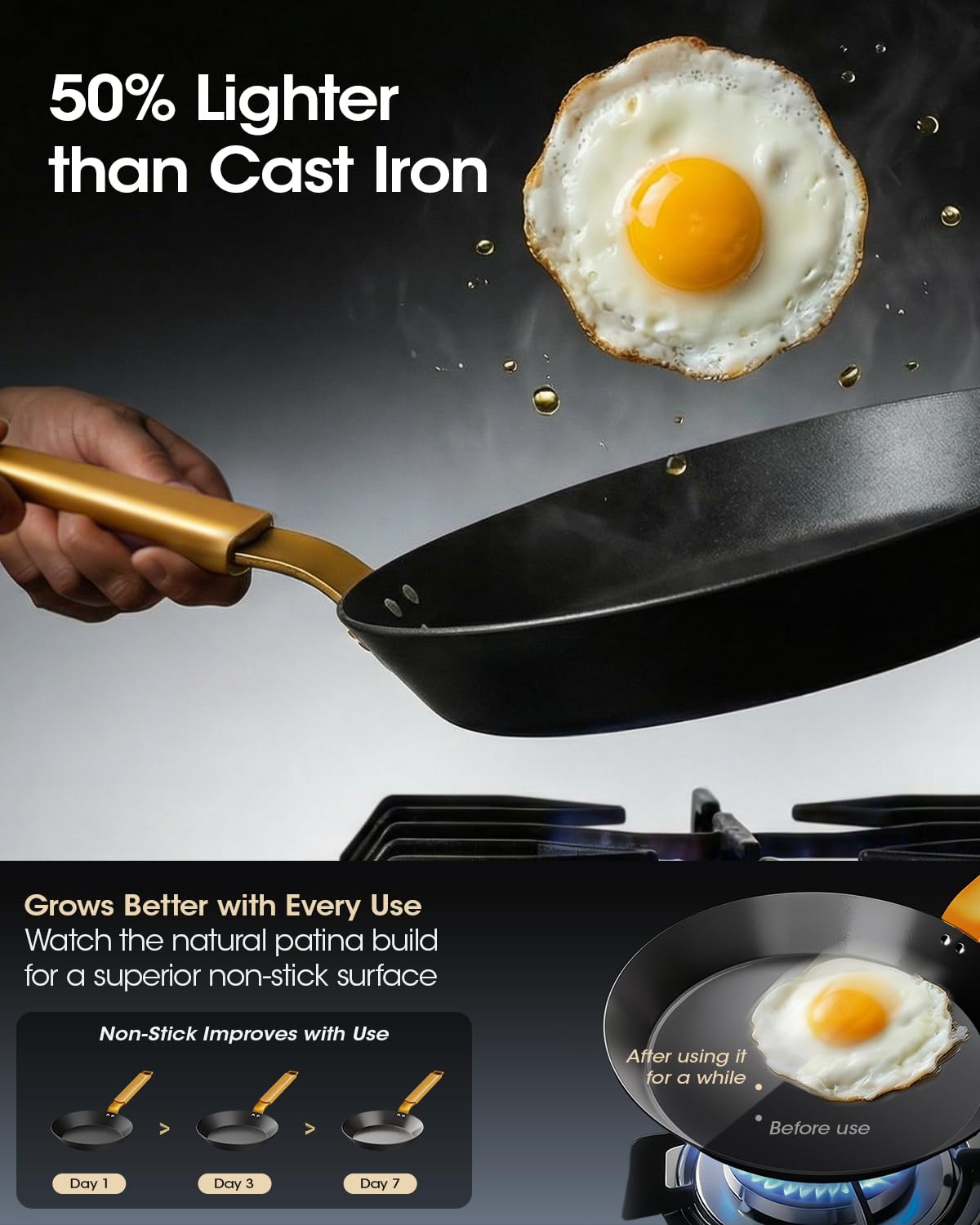 StackBear base 2mm distributes heat evenly for uniform cooking.