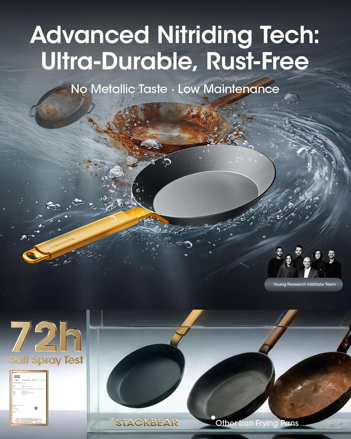StackBear preseasoned surface ready for immediate cooking with natural nonstick development.
