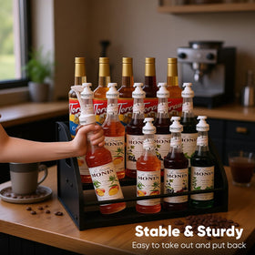 STAEVER syrup rack holding 15 bottles demonstrates large capacity